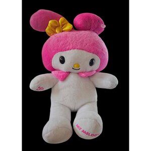 Build-A-Bear My Melody Plush Doll With Pink & White Fur Yellow Bow & Paw Print D